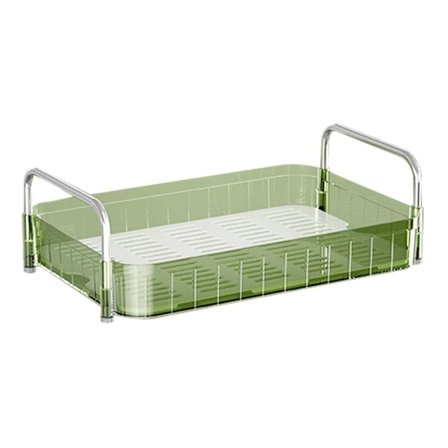 Kop Tørrestativ med Afløbsbakke Køkkenbordplade Organizer Enkelt Lag Grøn