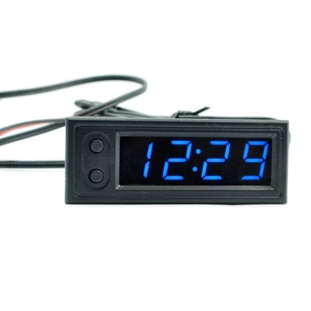 Termometer Voltmeter Bil 12v 3 i 1 Måler Elektronisk Klokke LED Digital Skjerm