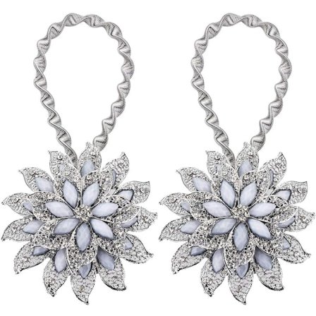 Elegant Dekorativt Gardinomtag för Olika Gardiner, Kristallgardinomtag med Starka Magneter och Flexibel Fjäderlina, Lyxig Blomdesign