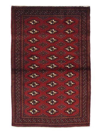 Hand Knotted Persian Turkaman Rug 85X128 Black/Dark Red