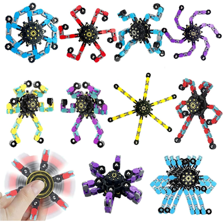 Transformable Fidget Spinners - Kæde Robot DIY Legetøj - Stresslindring for Teenagere/Voksne 10 stk