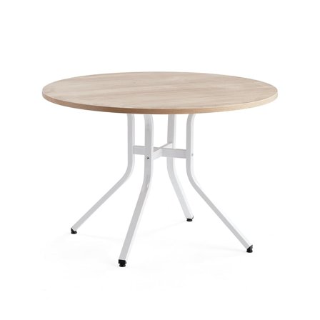 Bord, Ø1100 H740 mm, hvit/eik