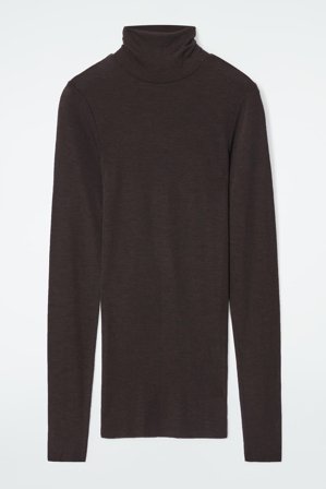 COS Women's Merino Wool Turtleneck Top in Brown