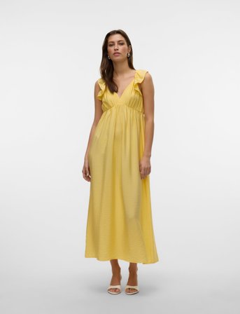 Vero Moda Vmjosie Sl Ankle Frill Dress Wvn Ga - Yellow - L
