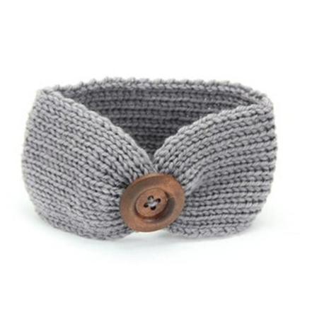 1 stk Grå Knapper Baby Barn Strikket Hodebånd Strikking Heklet Hodebånd