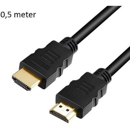 HDMI 1.4-kabel - Høyhastighets Ultra HDTV - 4K - 3D - Krombelagt gull - Svart - 0,5 meter