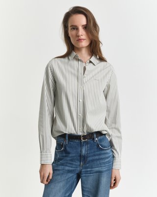 GANT - Regular fit poplinskjorte med striper til dame faded sage