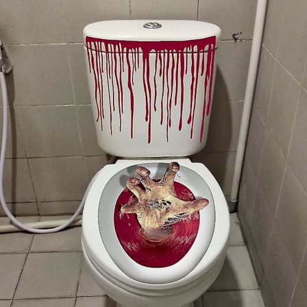 Halloween Toalettsitsöverdrag 3D Skräck Deformation Dekaler För Halloween Temafest Heminredning (zombiehänder och dollar och blod) uu
