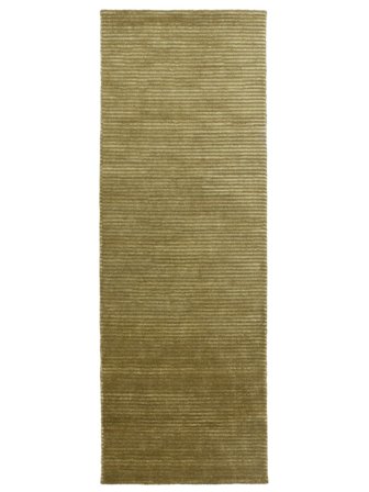 Fine Stripe 80X250 Small Olive Green Plain (Single Colored) Runner Rug