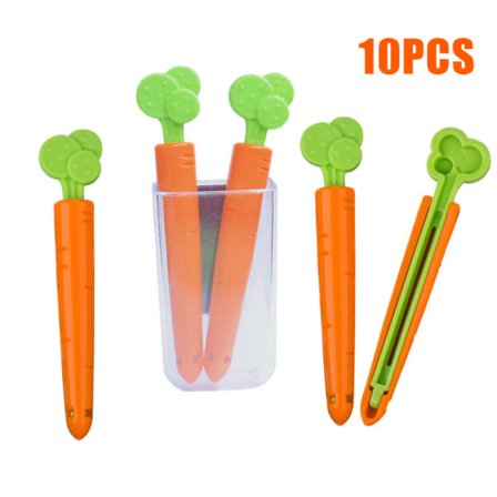 [NT]5/10/20 stk. Gulerods-madpose Forseglingsklemme Friskholdende klemforsegling til mad- og snacksposer Køkken 10 stk.