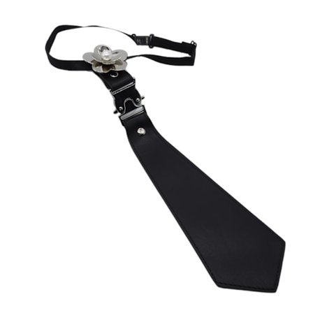 Dam Konstläder Svart Slips Gotisk Uniform Pärlblomma Cosplay Fluga