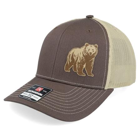 Wild Spirit - Braun trucker Cap - Bear Engraved 112 Split Brown/Khaki Trucker @ Hatstore
