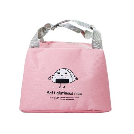 Tecknad Isolerad Lunchpåse Lunchkasse Väska Toalett Lunchväska 3D Lunchpåse-Rosa