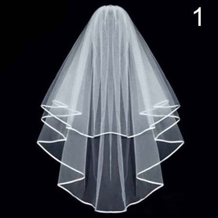 IC Tyll brudeslør to lag med kam Hvid brudeslør til W white