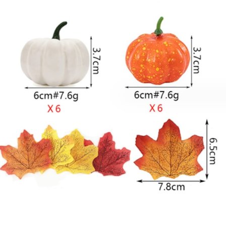 72 stk. sæt af efterårsgræskar dekorationer, små kunstige mini
