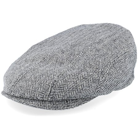 Stetson - Black flatcap Czapka Z Daszkiem - Ivy Cap Silk Black Herringbone Flat Cap @ Hatstore