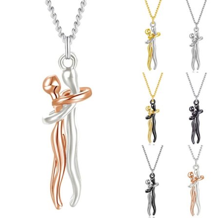 Modeparhalsband för par med kramhänge - i lager guld