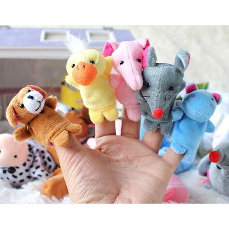 10st Animal Finger Puppet Mjuk Plysch Baby Educational Hand Car