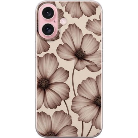 Kompatibelt Mobilskal till Apple iPhone 16 Mjuka blommor i tidlös beige elegans