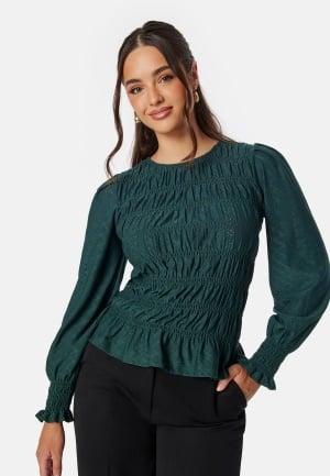 Happy Holly Long Sleeve Smock Top Dark green 52/54 Dark green Langarmede t-skjorter Dam