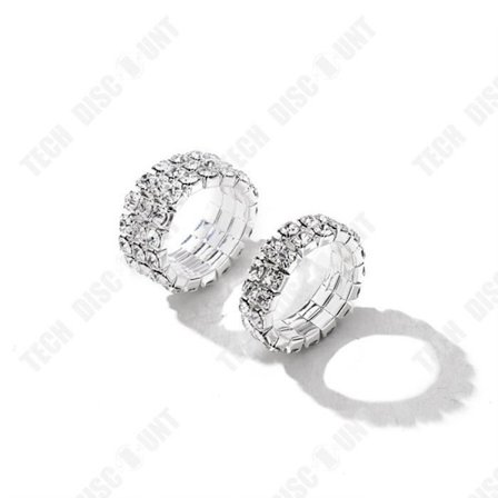 Justerbar ring - TD - Legering - Inlagd med diamanter - Geometrisk stil - Dam