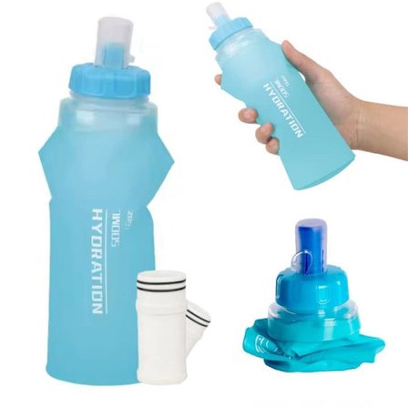 500 ml kokoontaitettava vesipullo suodattimella – BPA-vapaa kannettava vedensuodatin vaellukseen, retkeilyyn, kalastukseen ja ulkoiluun