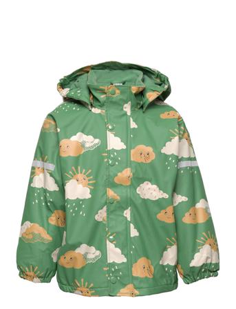 Rainjacket Pu Fleece Lining Outerwear Rainwear Jackets Grøn Lindex