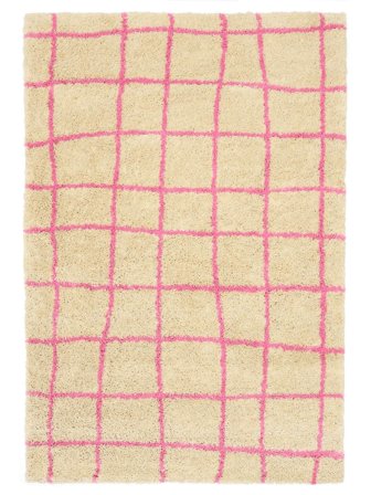 Grid 140X200 Pequeño Beige/Rosa Alfombra