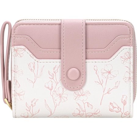 Lommebok for kvinner Søt Blomstret Lommebok Kredittkortholder Veske Liten Bifold Glidelås Myntlommebok med ID-vinduer (Rose Pink)