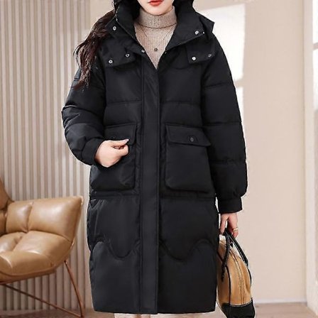 XL-8XL Oversized Overtøj Kvinder Vinter Lange Parkaer Hætte Casual Løse Tykke Varme Damejakker Plus Size Kvindetøj