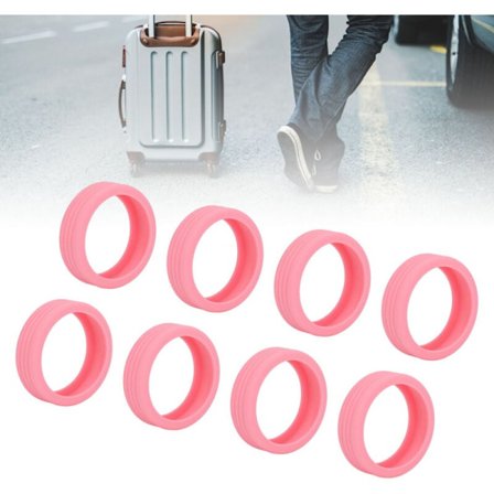 8 stk. Silikone Bagagebeskyttere, Effektiv Støjbeskyttelse, Vandtæt Hjulbeskytter til Kuffert, Pink, DUBUNS