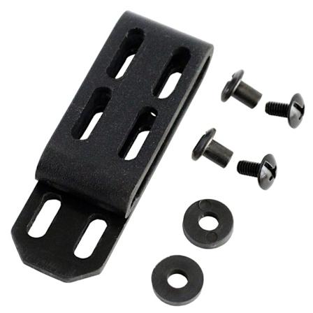 Kätevä musta C-klipsi vyölenkillä ja ruuveilla - suuri vyöklipsi