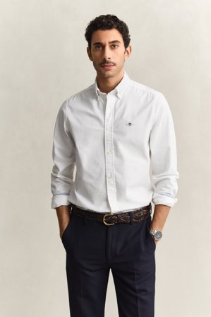 GANT Herren Slim Fit Oxford-Hemd mit Stretch (M) Weiß