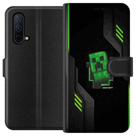 Yhteensopiva Lompakkokotelo OnePlus OnePlus Nord CE 5G Vihreä pikselipohjainen peli-esitys, jossa on futuristisia neon-elementtejä ja tumma tech-tau