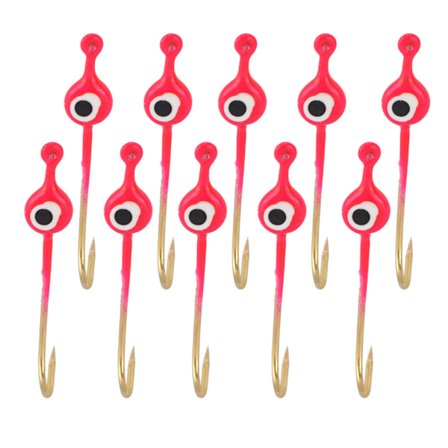 10 st Heads Fiskedrag Jiggar Rosa Högkolstål Vinter Is Fiskkrok Jig för fisk