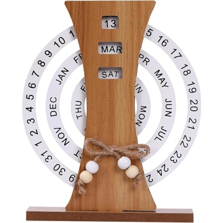 Evigvarende kalender, treplate evigvarende skrivebordskalender, treplatekalender, manuell roterende treblokkkalender for