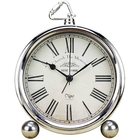 Wekity Retro Ikke-tikkende Bordvækkeur Batteridrevet Lydløs Kvartsbevægelse HD Glas