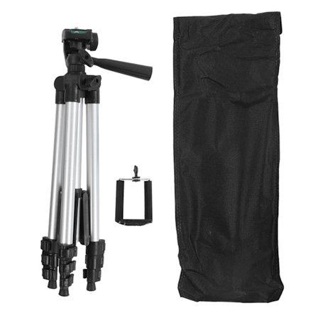 Kamerastativ Tripod 4 Sektioner Utdragbart Telefonstativ 2,5 kg Last Selfiestick med Telefonklämma