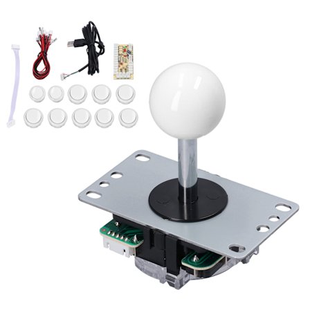 QM070901 Arkadespill Joystick Sett Null Forsinkelse Arkadespill DIY Kit Deler med Encoder Kort 10 Knapper Joystick for MAME Hvit