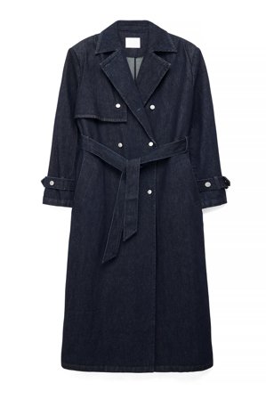 Naomi Anwer x NA-KD - Oversized trenchcoat i denim - Trenchcoats - Blå - EU 44