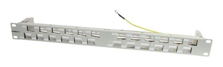 SYNERGY Keystone,Modulträger, 19"Patchpanel für 24xTP-Modul, 1HE(t 96mm) 45Grad Schrägauslass, Lichtgrau, Synergy 21,