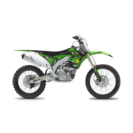 Dekorset Komplett + Sitzbankbezug Blackbird Rockstar Energy Grün-Schwarz-Gelb - Kawasaki KX 450F 2012-2015