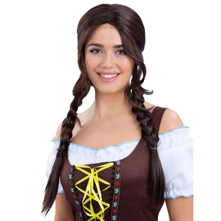 Bayersk Mörkbrun Peruk med Flätor