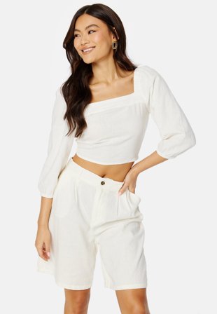 ONLY-Caro 3/4 Balloon Linen Blend Top-L