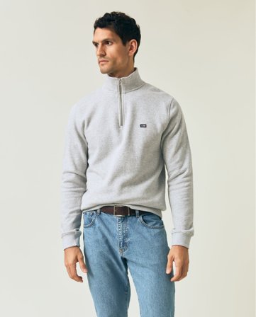 Lexington Sweatshirt med dragkedja, grå melange