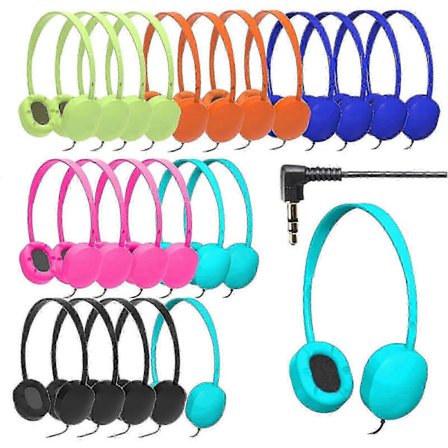 24-pak ledningshovedtelefoner til klasseværelset, justerbare on-ear-hovedtelefoner til børn, bulk-hovedtelefoner til skoler