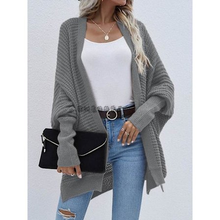 Rund hals dam tröja stickad kofta damkläder lös enfärgad tröja dam