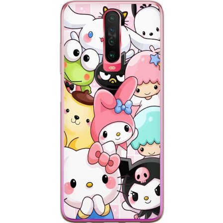 Kompatibelt Mobildeksel til Xiaomi Redmi K30 Tett mønster av søte figurer med store øyne i ulike farger og uttrykk med LABUBU-tekst