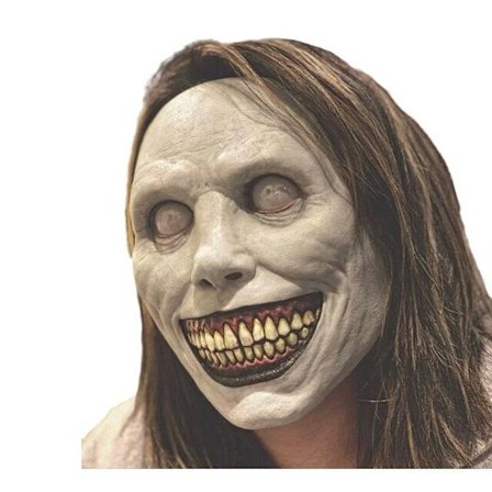 Ny Halloween horror maske COS exorcist smilende hvidt ansigt hvide øjne dæmon maske