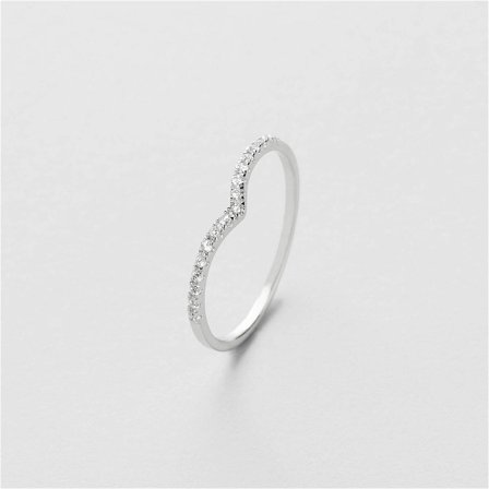 Diamond Wishbone Ring - 14K SOLID VITT GULD - Safira